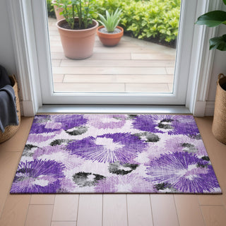 Piper Looms Chantille Floral ACN2132 Purple Machine Washable Area Rug Scatter Lifestyle Image Feature