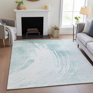 Piper Looms Chantille Swirls ACN2133 Teal Machine Washable Area Rug Lifestyle Image Feature