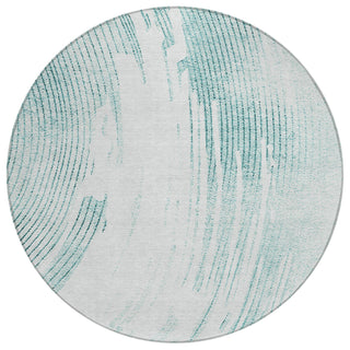 Piper Looms Chantille Swirls ACN2133 Teal Machine Washable Area Rug Round Main Image