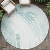 Piper Looms Chantille Swirls ACN2133 Teal Machine Washable Area Rug Round Outdoor Lifestyle Image Feature