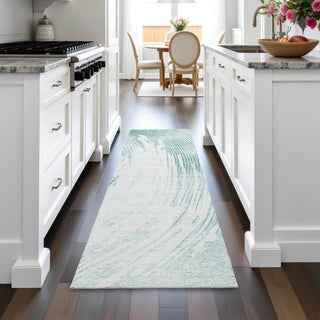 Piper Looms Chantille Swirls ACN2133 Teal Machine Washable Area Rug Runner Lifestyle Image Feature