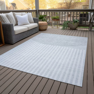Piper Looms Chantille Geometric ACN2134 Blue Machine Washable Area Rug Outdoor Lifestyle Image Feature