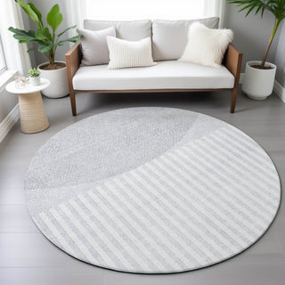 Piper Looms Chantille Geometric ACN2134 Blue Machine Washable Area Rug Round Lifestyle Image Feature