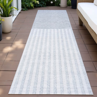 Piper Looms Chantille Geometric ACN2134 Blue Machine Washable Area Rug Runner Outdoor Lifestyle Image Feature