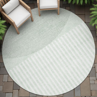 Piper Looms Chantille Geometric ACN2134 Green Machine Washable Area Rug Round Outdoor Lifestyle Image Feature