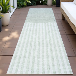 Piper Looms Chantille Geometric ACN2134 Green Machine Washable Area Rug Runner Outdoor Lifestyle Image Feature