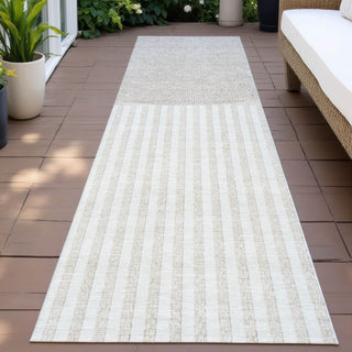 Piper Looms Chantille Geometric ACN2134 Putty Machine Washable Area Rug Runner Outdoor Lifestyle Image Feature