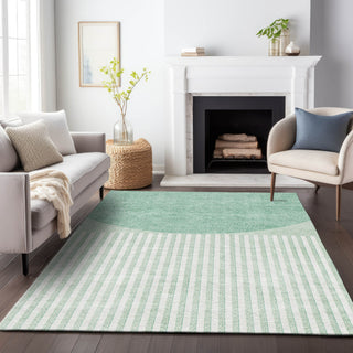 Piper Looms Chantille Geometric ACN2134 Teal Machine Washable Area Rug Lifestyle Image Feature