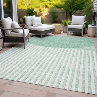 Piper Looms Chantille Geometric ACN2134 Teal Machine Washable Area Rug Outdoor Lifestyle Image Feature