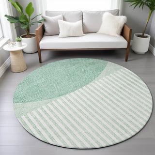Piper Looms Chantille Geometric ACN2134 Teal Machine Washable Area Rug Round Lifestyle Image Feature