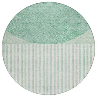 Piper Looms Chantille Geometric ACN2134 Teal Machine Washable Area Rug Round Main Image