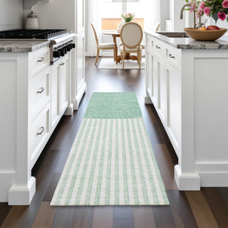 Piper Looms Chantille Geometric ACN2134 Teal Machine Washable Area Rug Runner Lifestyle Image Feature