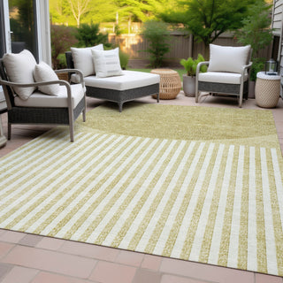 Piper Looms Chantille Geometric ACN2134 Wheat Machine Washable Area Rug Outdoor Lifestyle Image Feature