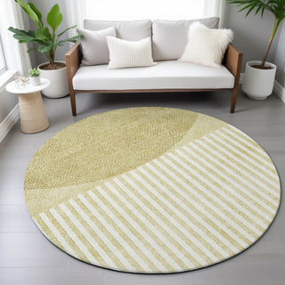 Piper Looms Chantille Geometric ACN2134 Wheat Machine Washable Area Rug Round Lifestyle Image Feature