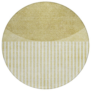 Piper Looms Chantille Geometric ACN2134 Wheat Machine Washable Area Rug Round Main Image