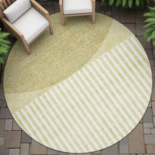 Piper Looms Chantille Geometric ACN2134 Wheat Machine Washable Area Rug Round Outdoor Lifestyle Image Feature