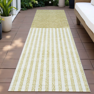 Piper Looms Chantille Geometric ACN2134 Wheat Machine Washable Area Rug Runner Outdoor Lifestyle Image Feature