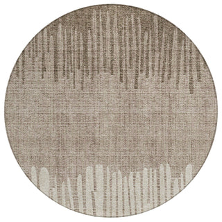 Piper Looms Chantille Stripes ACN2135 Brown Machine Washable Area Rug Round Main Image