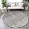 Piper Looms Chantille Stripes ACN2135 Gray Machine Washable Area Rug Round Lifestyle Image Feature