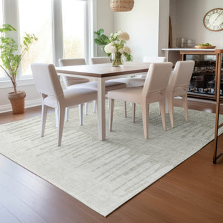Piper Looms Chantille Stripes ACN2135 Putty Machine Washable Area Rug Lifestyle Image Feature