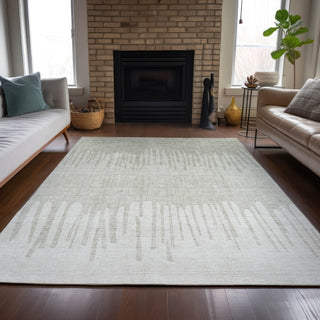 Piper Looms Chantille Stripes ACN2135 Putty Machine Washable Area Rug Lifestyle Image Feature