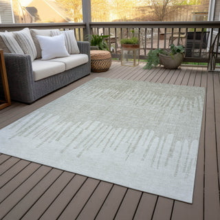 Piper Looms Chantille Stripes ACN2135 Putty Machine Washable Area Rug Outdoor Lifestyle Image Feature