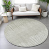 Piper Looms Chantille Stripes ACN2135 Putty Machine Washable Area Rug Round Lifestyle Image Feature