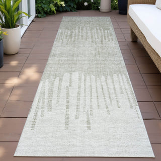 Piper Looms Chantille Stripes ACN2135 Putty Machine Washable Area Rug Runner Outdoor Lifestyle Image Feature