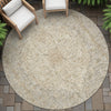 Piper Looms Chantille Global ACN2136 Beige Machine Washable Area Rug Round Outdoor Lifestyle Image Feature