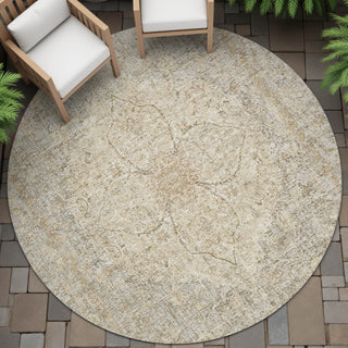 Piper Looms Chantille Global ACN2136 Beige Machine Washable Area Rug Round Outdoor Lifestyle Image Feature
