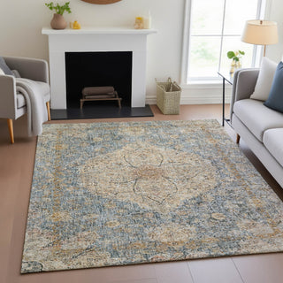 Piper Looms Chantille Global ACN2136 Blue Machine Washable Area Rug Lifestyle Image Feature
