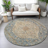 Piper Looms Chantille Global ACN2136 Blue Machine Washable Area Rug Round Lifestyle Image Feature