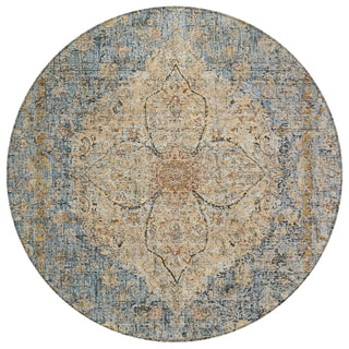 Piper Looms Chantille Global ACN2136 Blue Machine Washable Area Rug Round Main Image