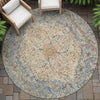 Piper Looms Chantille Global ACN2136 Blue Machine Washable Area Rug Round Outdoor Lifestyle Image Feature