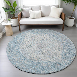 Piper Looms Chantille Global ACN2136 Denim Machine Washable Area Rug Round Lifestyle Image Feature