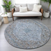 Piper Looms Chantille Global ACN2136 Gray Machine Washable Area Rug Round Lifestyle Image Feature