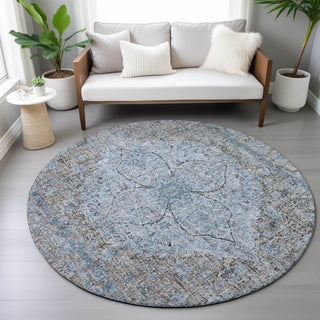Piper Looms Chantille Global ACN2136 Gray Machine Washable Area Rug Round Lifestyle Image Feature