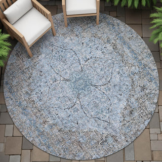 Piper Looms Chantille Global ACN2136 Gray Machine Washable Area Rug Round Outdoor Lifestyle Image Feature