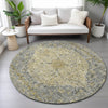 Piper Looms Chantille Global ACN2136 Pewter Machine Washable Area Rug Round Lifestyle Image Feature