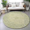 Piper Looms Chantille Global ACN2136 Sage Machine Washable Area Rug Round Lifestyle Image Feature