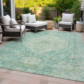 Piper Looms Chantille Global ACN2136 Teal Machine Washable Area Rug Outdoor Lifestyle Image Feature