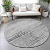 Piper Looms Chantille Stripes ACN2137 Gray Machine Washable Area Rug Round Lifestyle Image Feature