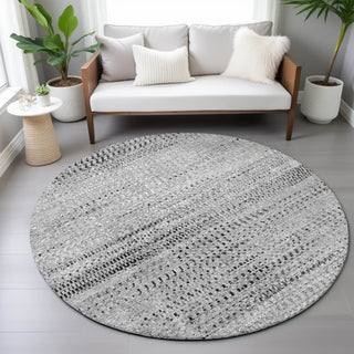 Piper Looms Chantille Stripes ACN2137 Gray Machine Washable Area Rug Round Lifestyle Image Feature