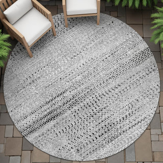 Piper Looms Chantille Stripes ACN2137 Gray Machine Washable Area Rug Round Outdoor Lifestyle Image Feature