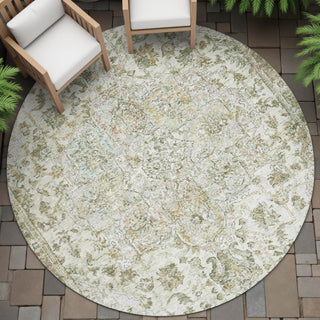 Piper Looms Chantille Global ACN2138 Ivory Machine Washable Area Rug Round Outdoor Lifestyle Image Feature