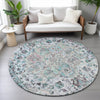 Piper Looms Chantille Global ACN2138 Sky Machine Washable Area Rug Round Lifestyle Image Feature