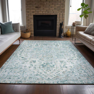 Piper Looms Chantille Global ACN2138 Teal Machine Washable Area Rug Lifestyle Image Feature