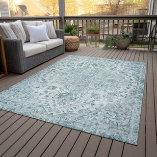 Piper Looms Chantille Global ACN2138 Teal Machine Washable Area Rug Outdoor Lifestyle Image Feature