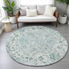 Piper Looms Chantille Global ACN2138 Teal Machine Washable Area Rug Round Lifestyle Image Feature