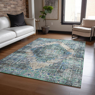 Piper Looms Chantille Global ACN2139 Green Machine Washable Area Rug Lifestyle Image Feature